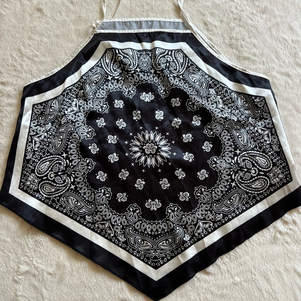 Black and White Bandana Print Top